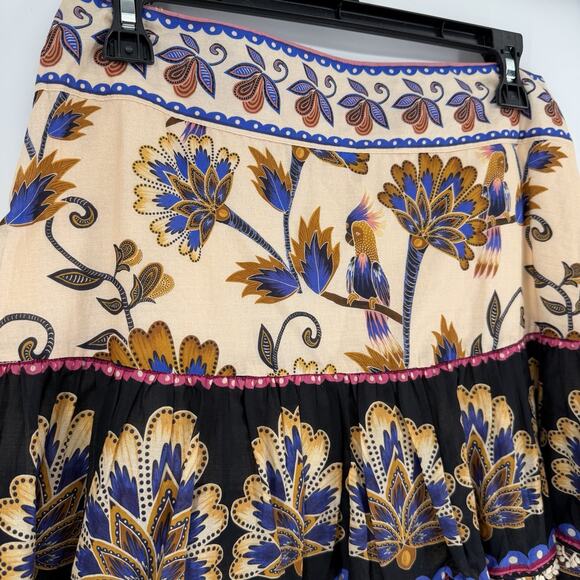 NEW Farm Rio Ainika Floral Tiered Mini Skirt Cream Women Medium Side Zipper - Picture 2 of 7